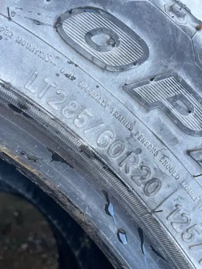 I am selling a set of four Toyo Open Country LT285/60R20 tires that are in good condition. These tir...