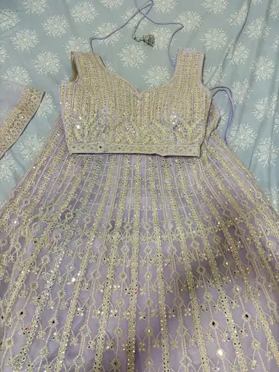 lavender beautiful Indian lengha , View more