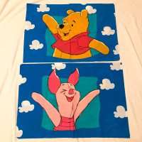 Vtg 2 Disney Winnie The Pooh Piglet Standard Pillow Case