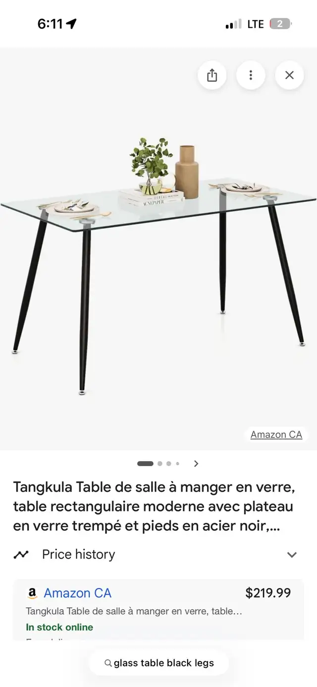 Pretty Black Table Legs for glass table in Other Tables in St. Albert - Image 3