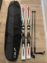 Volkl Tigershark 8FT race skis 1540mm and poles