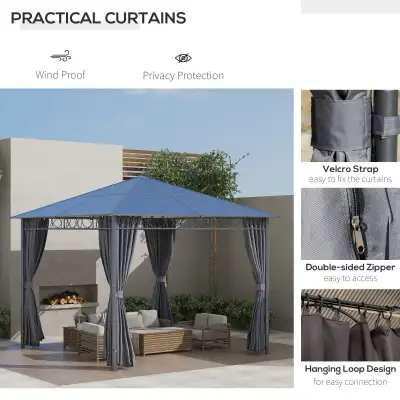10' x 10' Polycarbonate Hardtop Gazebo Canopy, Outdoor Patio Gaz, View more