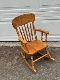 “Child’s, Pressed Back, Sold Wood, Rocking Chair” $25. 