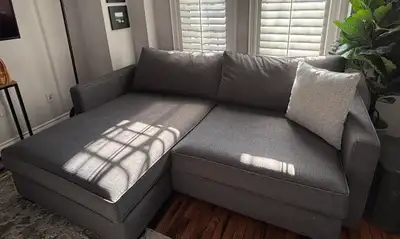 Lounge chaise deep grey comfortable sofa $450  obo, View more