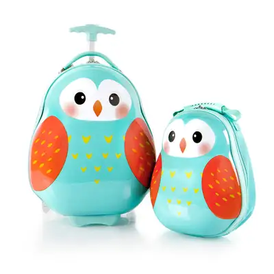 Used, adorable owl design luggage set for kids. Features vibrant turquoise and red colors. Perfect f...