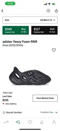 Adidas Yeezy Foam Runner “Onyx” size 12