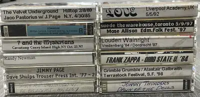 12 Rare Concert Cassette Tapes – Velvet Underground, Jimmy Page,, View more