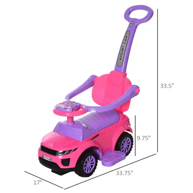 2 In 1 Kid Ride on Push Car Stroller Sliding Ride on Car with H in Strollers, Carriers & Car Seats in Markham / York Region - Image 4