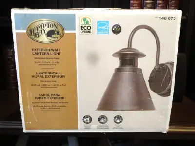 Selling a New Hampton Bay Motion Exterior Wall Lantern Light, View more