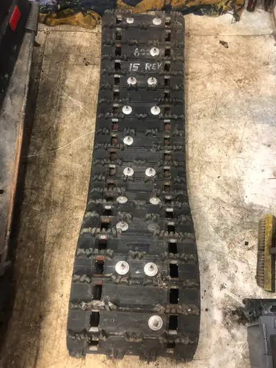 Used skidoo track fits xp chassis has 1 pulled out stud this track may fit other models 15x120” 1 1/...