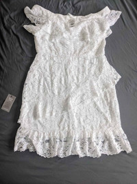 White lace off shoulder Le Château dress - brand new/never worn