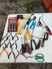 Lot tools. rubber hammers. pliers. Husky Wood Chisel Set. COPING