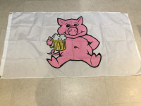 Pig holding Foaming Beer Stein Flag