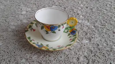 Nice Rare Vintage Ansley Flower Handle Cup/ Saucer, View more