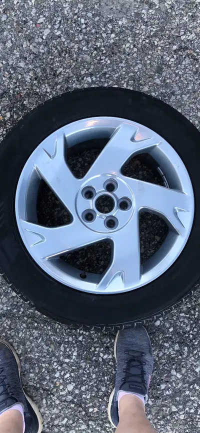 Just like new fresh powder coated rims in Super Crome 5 x 100 mm rims tires 205 55R 16 All season ti...