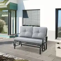 2-Person Outdoor Glider Chair, Patio Double Rocking Loveseat wit