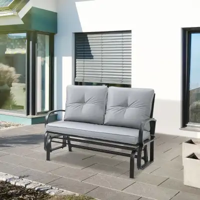 2-Person Outdoor Glider Chair, Patio Double Rocking Loveseat wit, View more