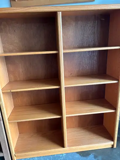 2 Matching Oak Wood Bookcases (only one pictured), View more