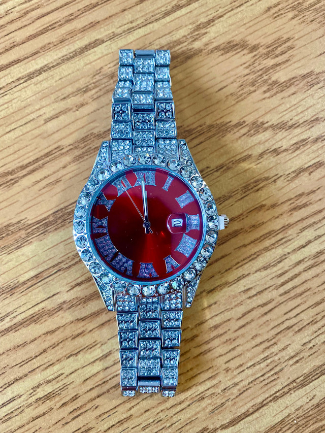 Silver Red Diamond Watch in Jewellery & Watches in Hamilton