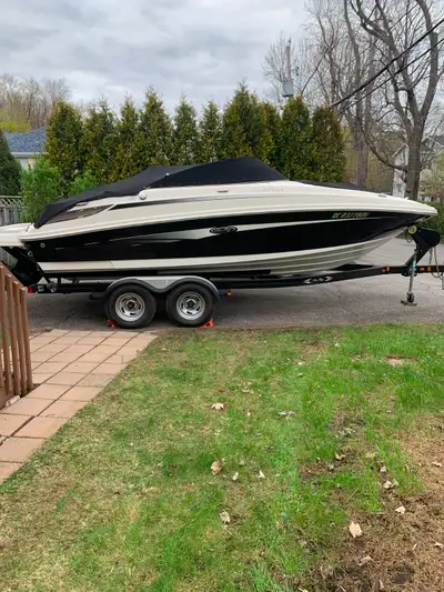 Bateau luxueux de 22 pieds avec banquette toilette fermée échelles avant et arrière toiles rapide bi...