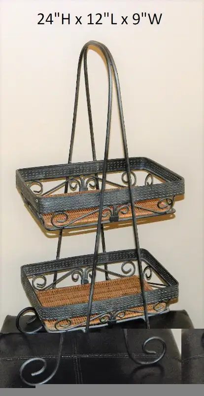Grey Under Bed Storage Bag  & Wrought iron & wicker shelf in Dressers & Wardrobes in Oshawa / Durham Region - Image 4