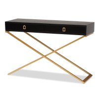New in Box Baxton Studio Madan Console Table in Black and Gold