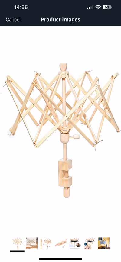 Umbrella Swift Yarn Winder, Wooden (Birch) Hand Operated Bobbin Winder Holder Knitting Tool for Wool...