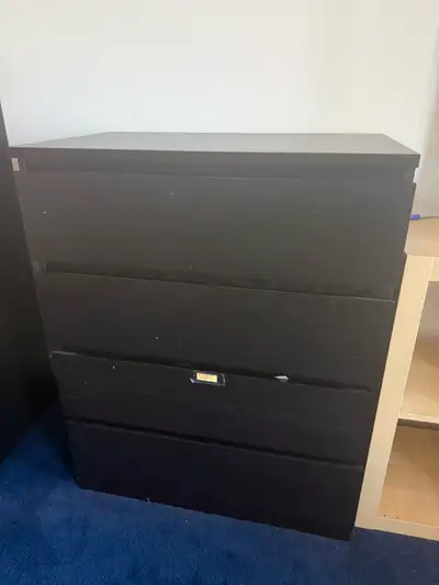 Modern Black 4-Drawer Dresser / Chest of Drawers (Black), View more