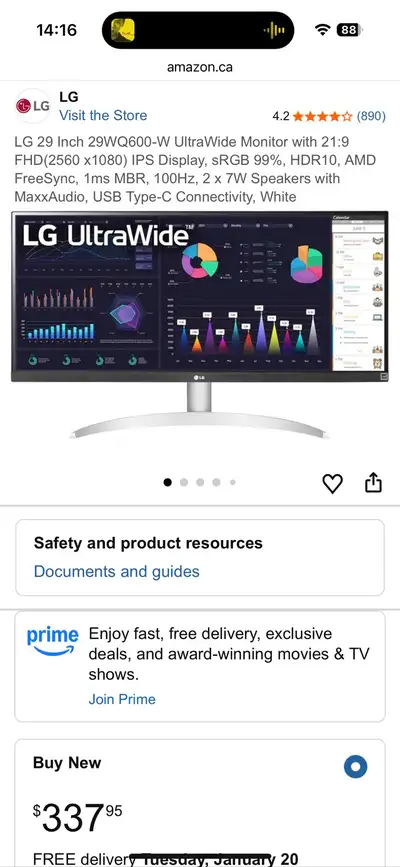 LG IPS Monitor 29 Inch 2K 75HZ with original box, View more