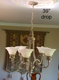 4 Matching Lights; champagne gold - chandelier & 3 flush mount