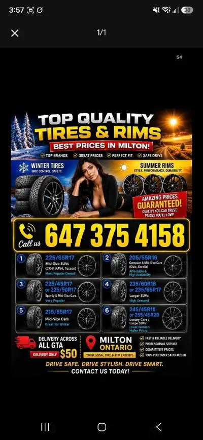Quality Summer &Winter Tires at Great Prices! ✅ Large Selection of Tire Sizes ✅ Affordable Prices ✅...