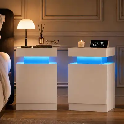 LED Nightstand Side Table Set of 2 (Brand New Fully Assembled), View more