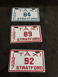 4 STRATFORD TAXI LICENSE PLATES NEVER USED