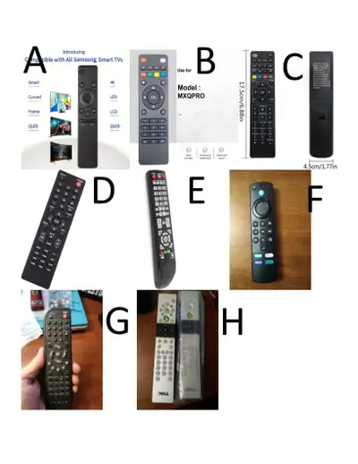 A) Télécommande universelle intelligents Samsung 2K 4K 8K 3D HD UHD QLED incurvés (5) 20$ch B) Téléc...