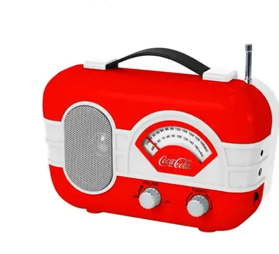 Coca-Cola Retro Desktop Vintage Style AM/FM Battery Operated Radio with Auxillary Input Red/White
