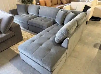 New!  Fabric couch with chaise , View more