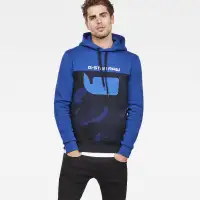 G-STAR RAW MENS GRAPIC 20 CORE HOODED SWEAT, SIZE M, HUDSON BLUE