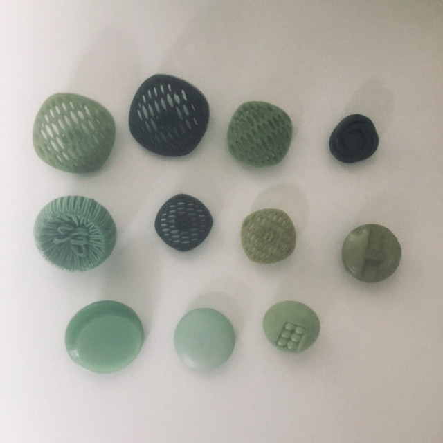 Buttons - dark & light green in Hobbies & Crafts in La Ronge