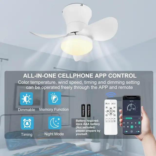 Ohniyou 21 Inch Ceiling Fan with Lights and Remote in Indoor Lighting & Fans in Markham / York Region - Image 3