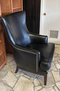 Leather black wingback arm chair 