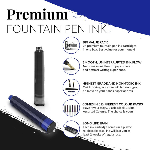 Wordsworth & Black 24 Pack Fountain Pen Ink Refill dans Loisirs et artisanat  à Ville de Montréal - Image 2