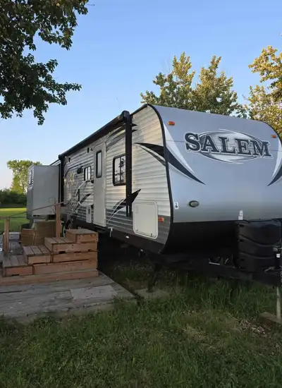 Sale is Pending $21,500 OBO. Selling due to health reasons. 36' travel trailer with 3 slides, outsid...