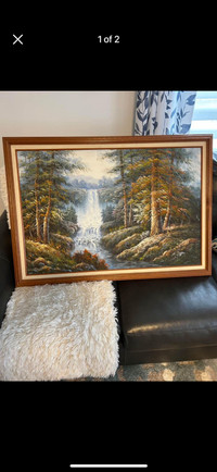 Oil painting of a waterfall 