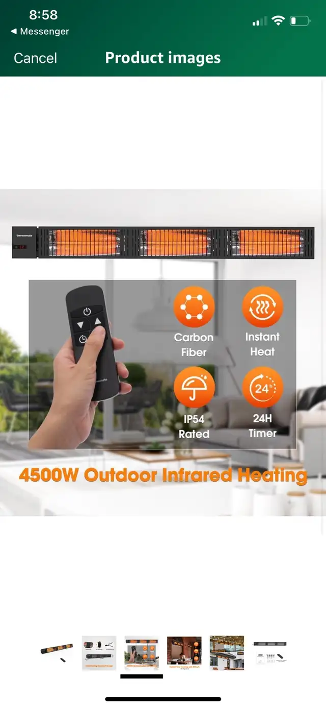 Infrared Outdoor Patio Heater, 4500W in Patio & Garden Furniture in Cambridge - Image 4