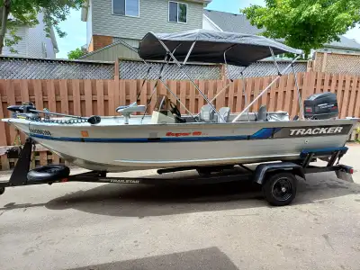 16 ft. Tracker with 40hp Mercury Pro Series outboard motor, Tailstar trailer with bearing buddies, b...