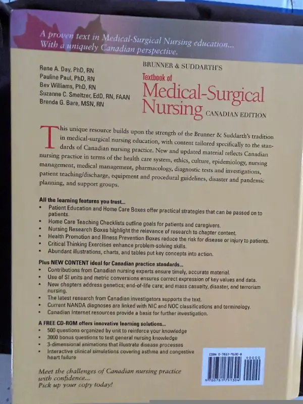 Textbook of Medical-Surgical Nursing, 1st Canadian Edition - $35 in Textbooks in Ottawa - Image 3
