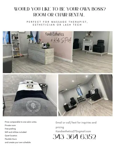 Room rental for a quiet professional. Esthetician, massage therapist, lash tech, therapist, Monthly...