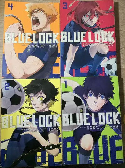 Selling Blue Lock manga volumes 1–4 as a bundle. All books in English Each volume is in very good co...