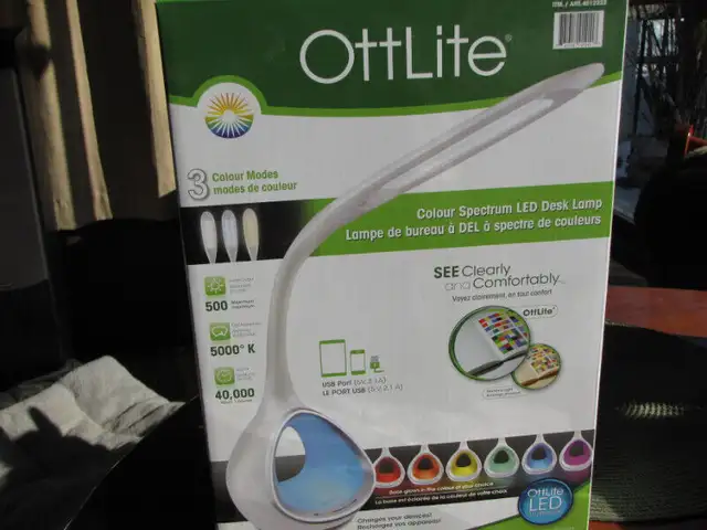 New OttLite colour spectrum LED desk lamp with USB port in Indoor Lighting & Fans in Peterborough - Image 2