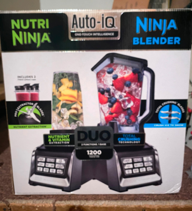 Ninja Auto IQ Duo. 1200 watts. Nutri ninja/ninja blender. New. in Processors, Blenders & Juicers in Markham / York Region